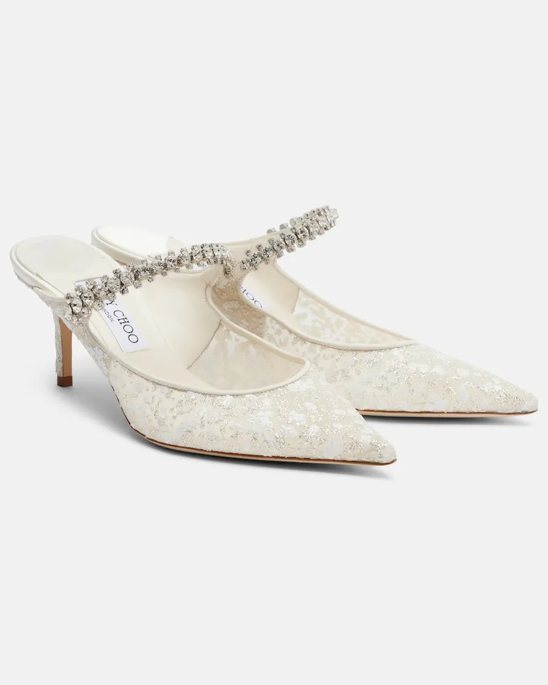 Jimmy Choo Mules Bing in pelle con cristalli Bianco