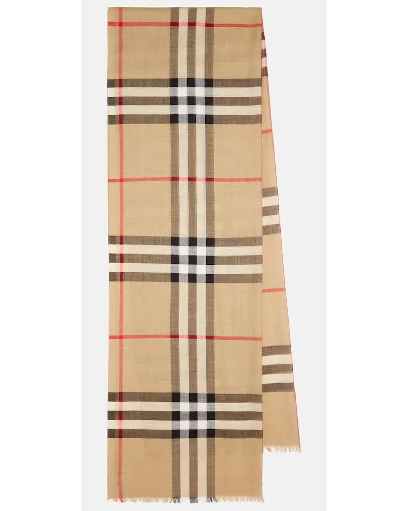 Burberry Sciarpa Burberry Check in lana e seta Beige