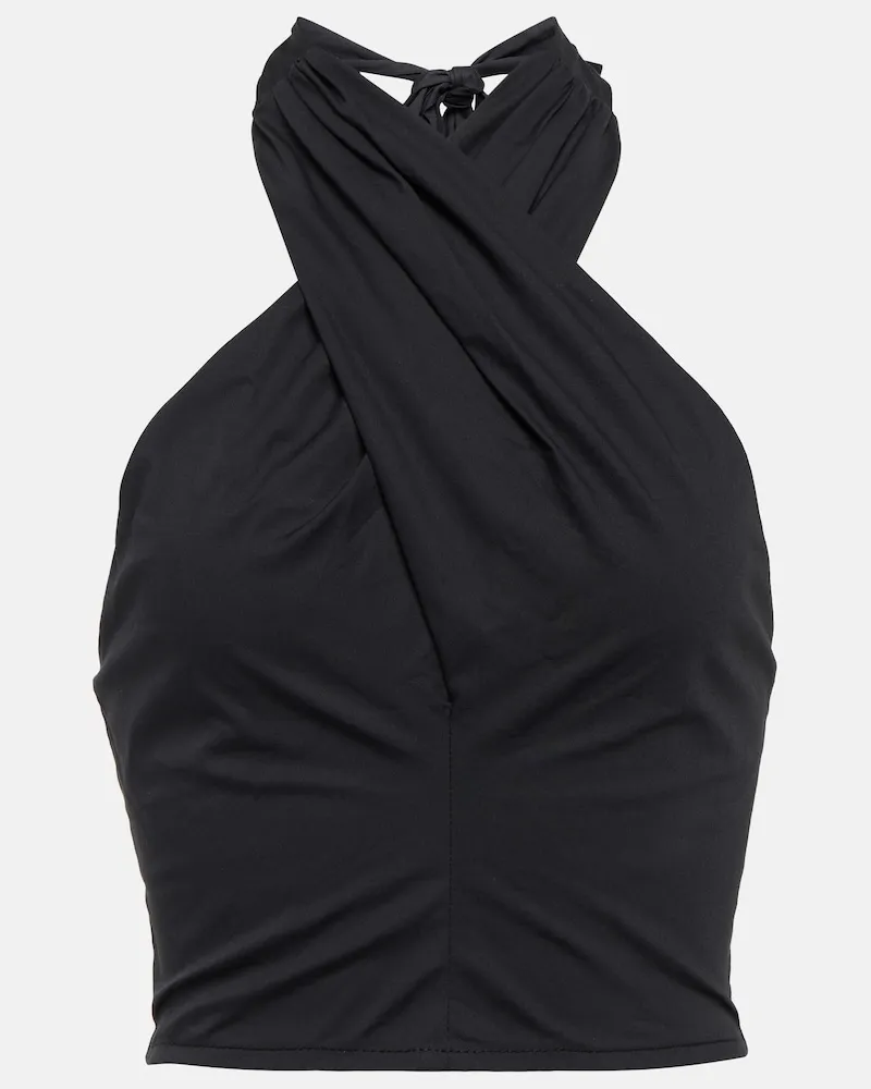 STAUD Top cropped Kai in cotone Nero