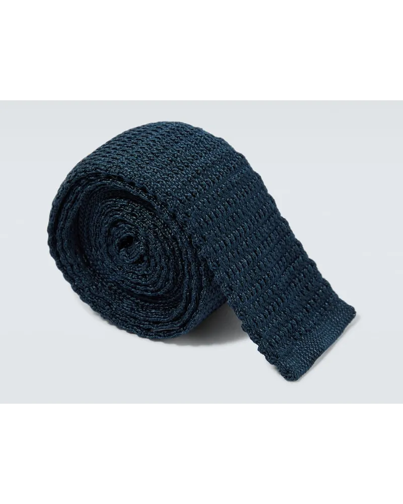 Thom Browne Cravatta 4-Bar in seta Blu