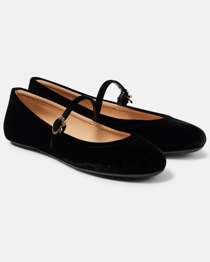 Gianvito Rossi Ballerine Carla in velluto Nero