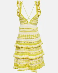 Zimmermann Miniabito Halcyon in crochet di cotone Giallo