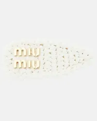 Miu Miu Fermacapelli in crochet con logo Bianco