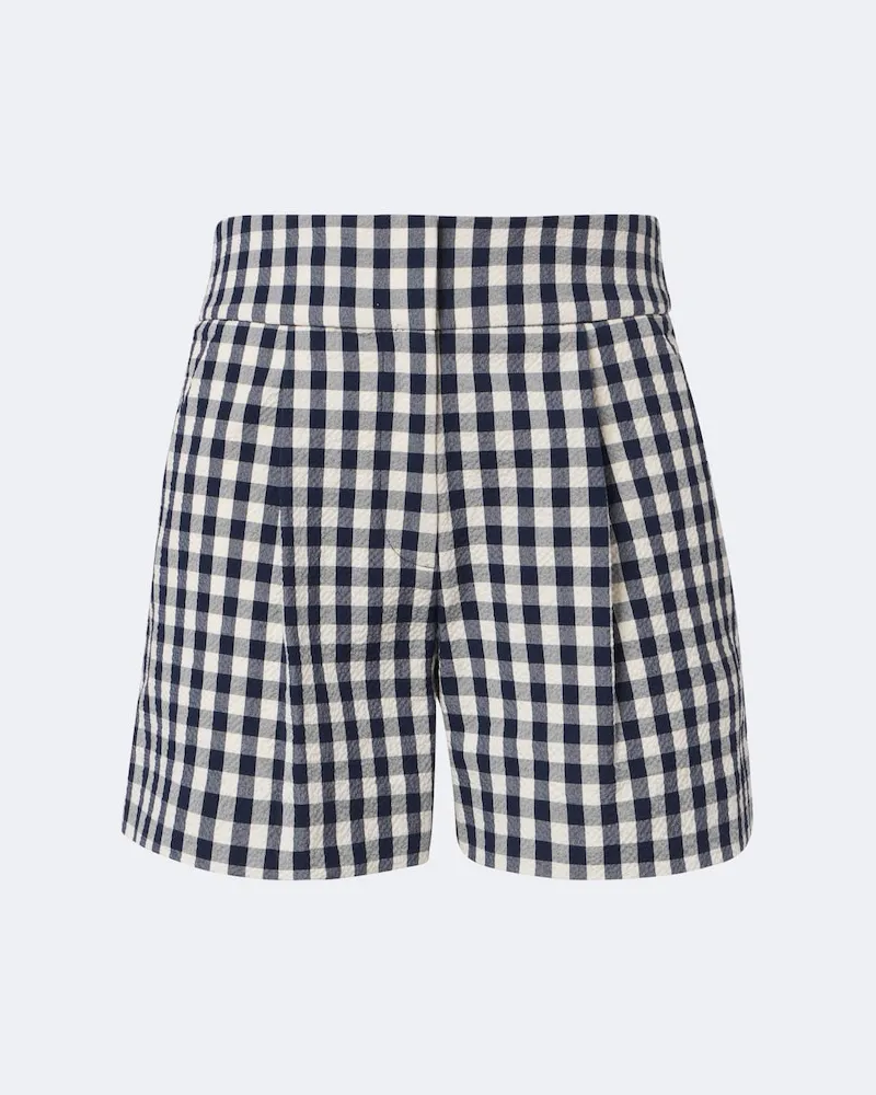 Veronica Beard Shorts Haina in cotone a quadri plissé Blu