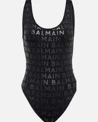 Balmain Costume intero con stampa del logo Nero