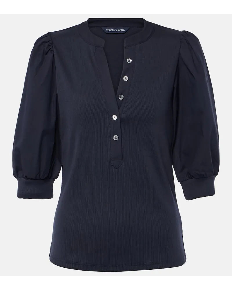 Veronica Beard Top Coralee in misto cotone Blu