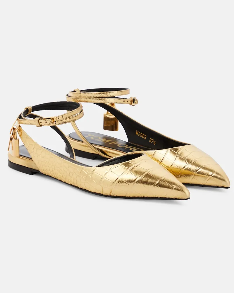 Tom Ford Ballerine Padlock in pelle Oro