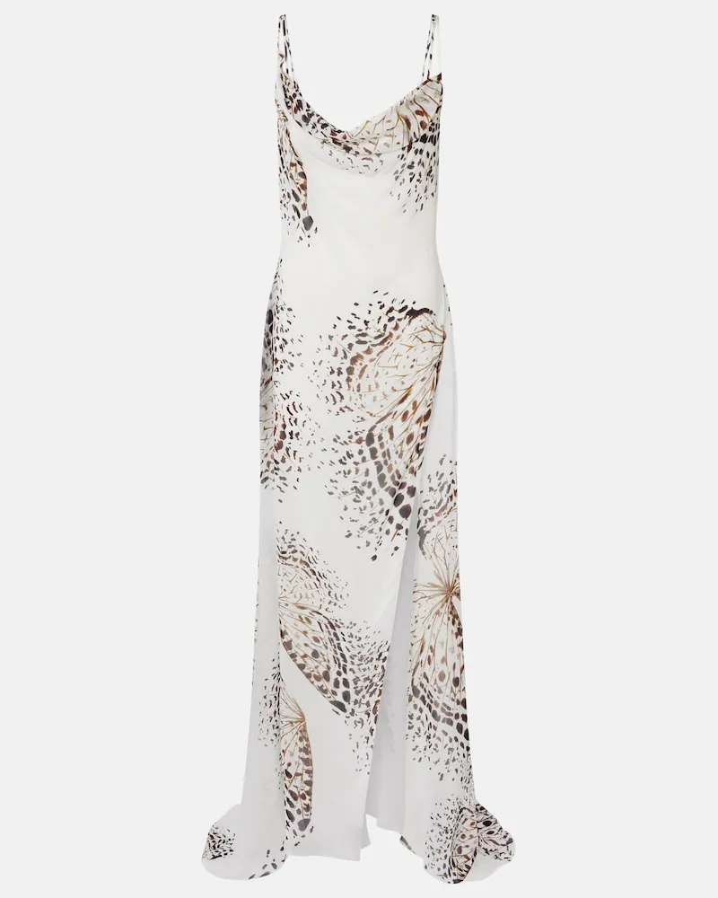 Blumarine Abito lungo con stampa floreale Bianco