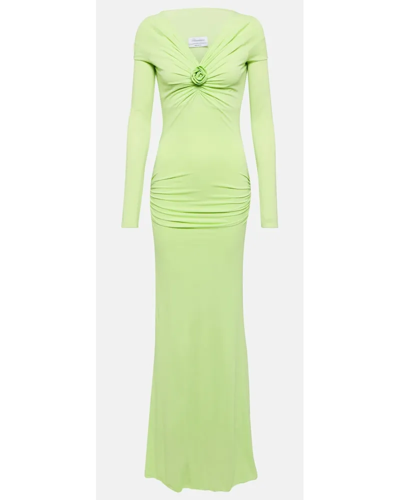 Blumarine Abito lungo con applicazioni floreali Verde