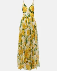 Dolce & Gabbana Abito lungo in chiffon di seta Giallo