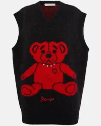 Alessandra Rich Gilet Bear in misto lana Nero