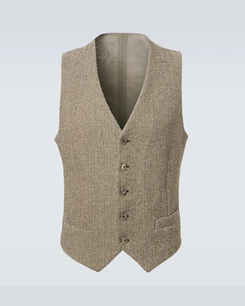 Giorgio Armani Gilet Archivio in misto cotone e lana Marrone