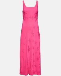 RIXO Abito midi Benedict in crêpe jacquard Rosa