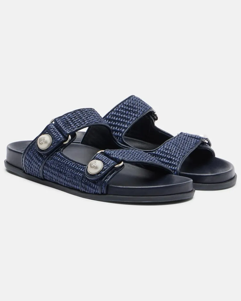 Jimmy Choo Sandali Fayence effetto rafia Blu