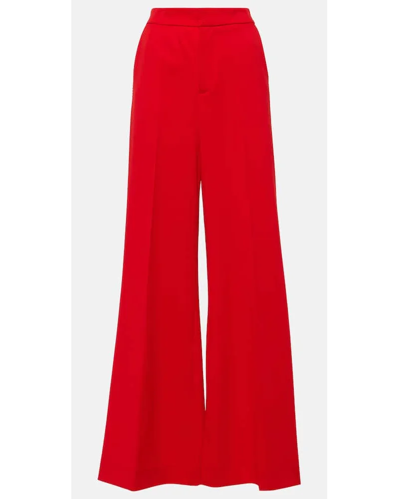 Area Pantaloni a gamba larga in lana con cristalli Rosso
