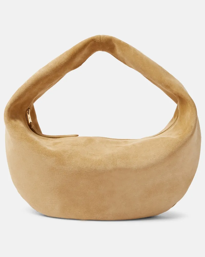 KHAITE Borsa a spalla Olivia Medium in suede Beige