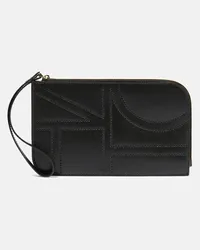 Totême Pochette in pelle con monogramma Nero