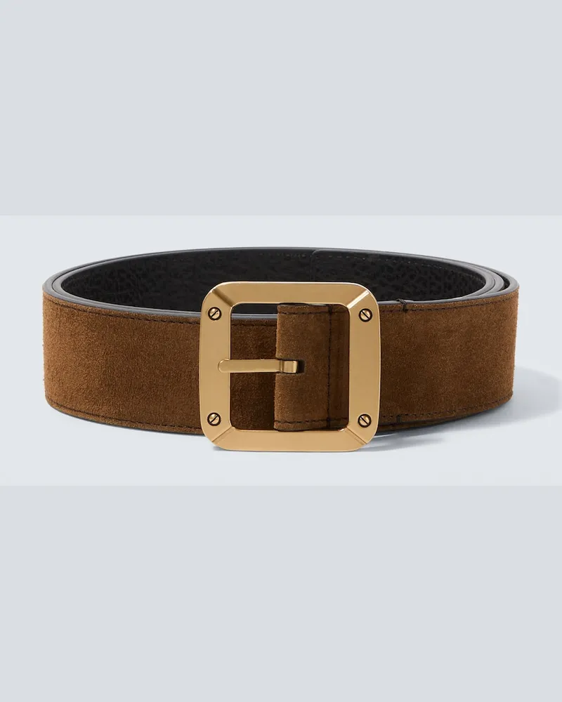 Acne Studios Cintura reversibile in pelle e suede Marrone