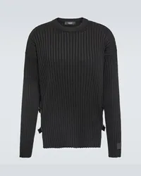 Versace Pullover in maglia di lana con pelle Nero