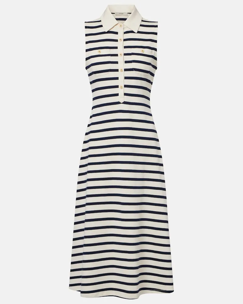 Frame Denim Abito polo Sea Breeze in cotone a righe Bianco