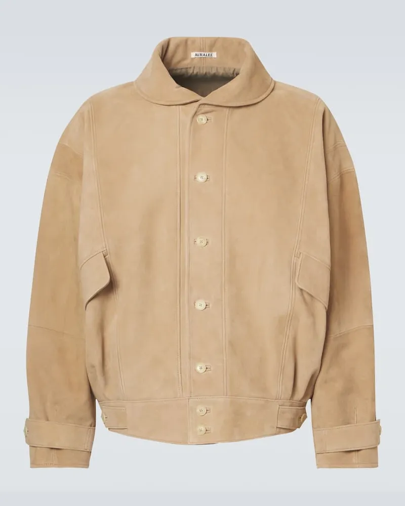 AURALEE Giacca blouson in suede Beige