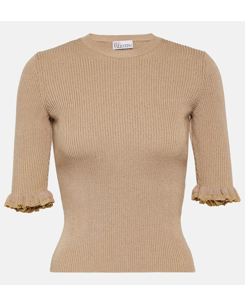 RED Valentino Top in misto lana a coste Neutro