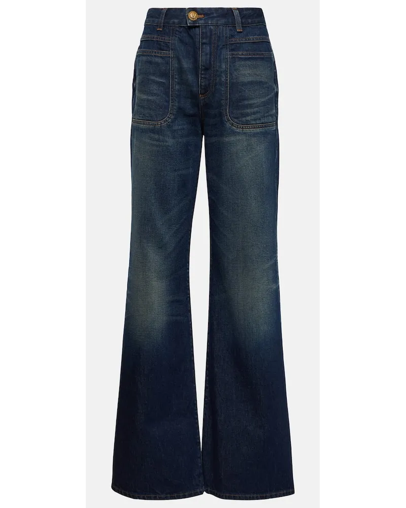 Balmain Jeans flared a vita alta Blu