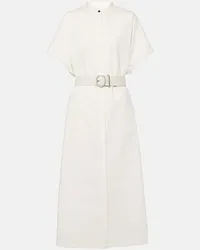 Jil Sander Abito midi in cotone con pelle Bianco