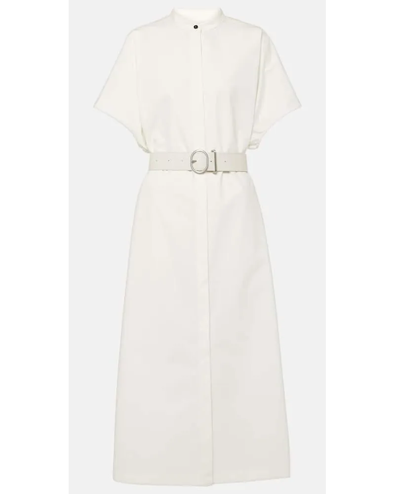 Jil Sander Abito midi in cotone con pelle Bianco