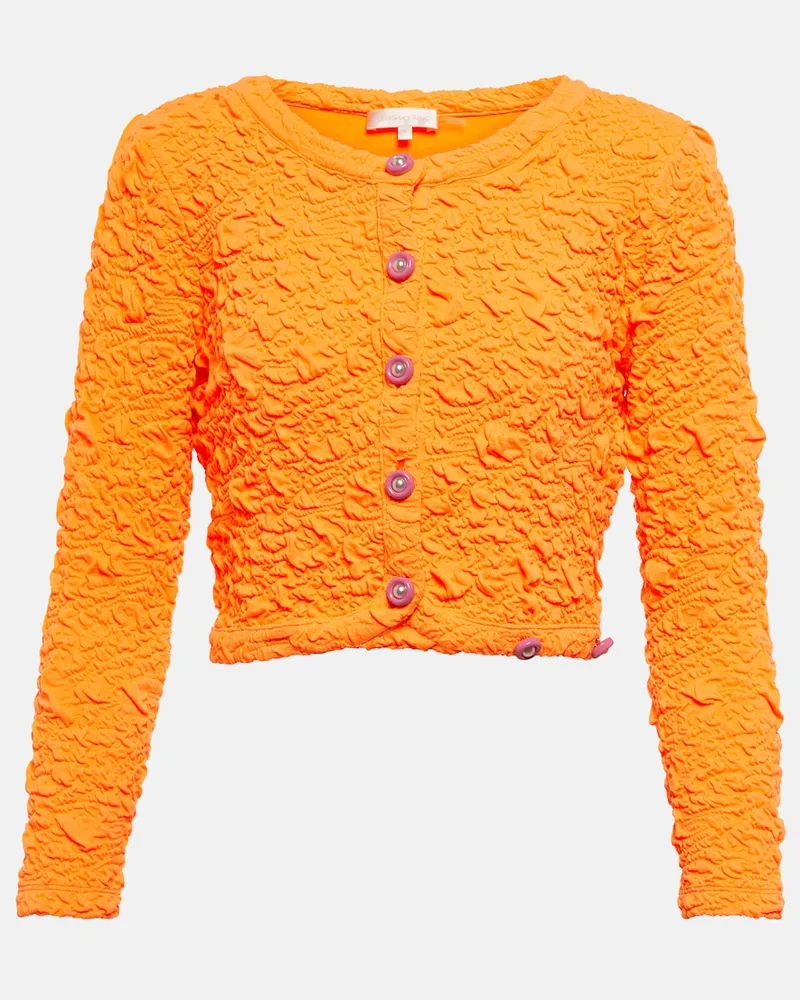 LoveShackFancy Cardigan cropped Senina increspato Arancione