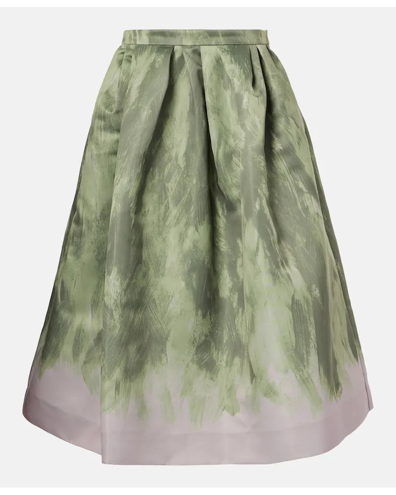 Dries van Noten Gonna midi in raso Verde