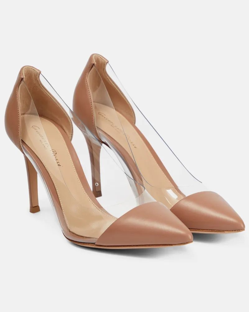 Gianvito Rossi Pumps Plexi 85 in pelle e PVC Beige