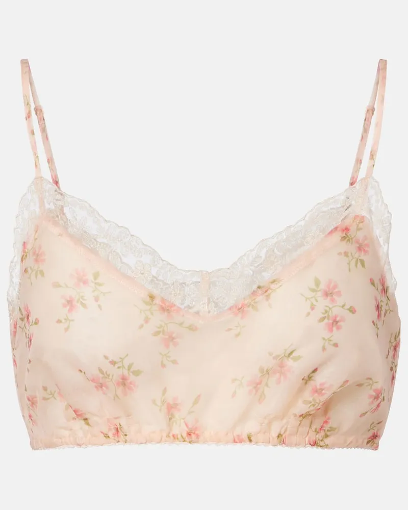 Simone Rocha Top con pizzo floreale Rosa