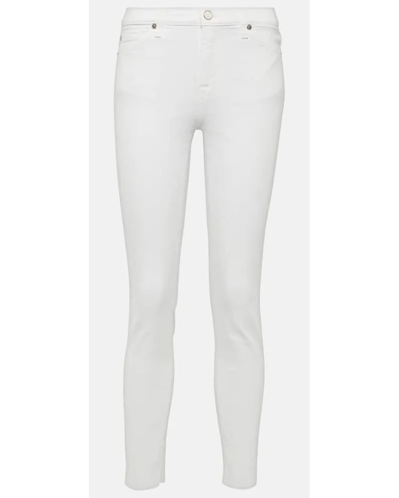 7 for all mankind Jeans skinny cropped a vita alta Bianco