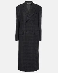 Junya Watanabe Cappotto in tweed di lana e cashmere Nero