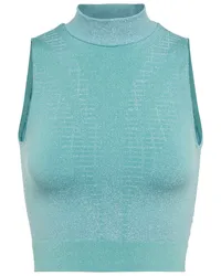 Wolford Top cropped Shiny Grid Blu