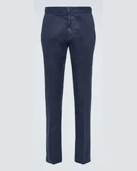 Loro Piana Pantaloni slim in lino e cotone Blu