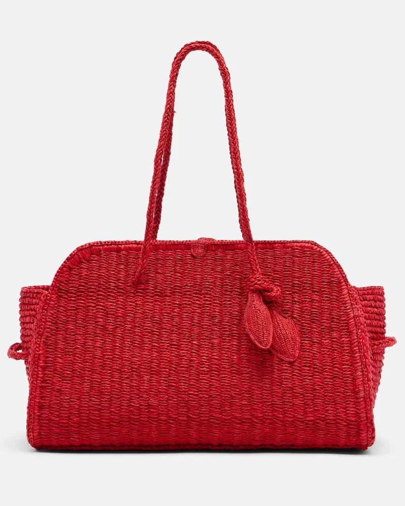 Jacquemus Borsa Turismo Small in rafia Rosso