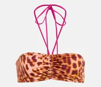 Top bikini a fascia con stampa