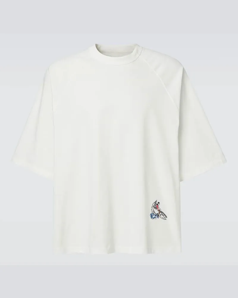 Bottega Veneta T-shirt in jersey di cotone con ricamo Bianco