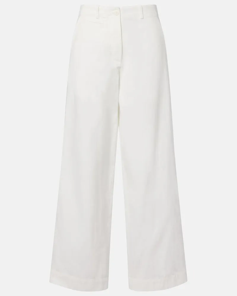 The Row Pantaloni Fadry a gamba larga in cotone Bianco