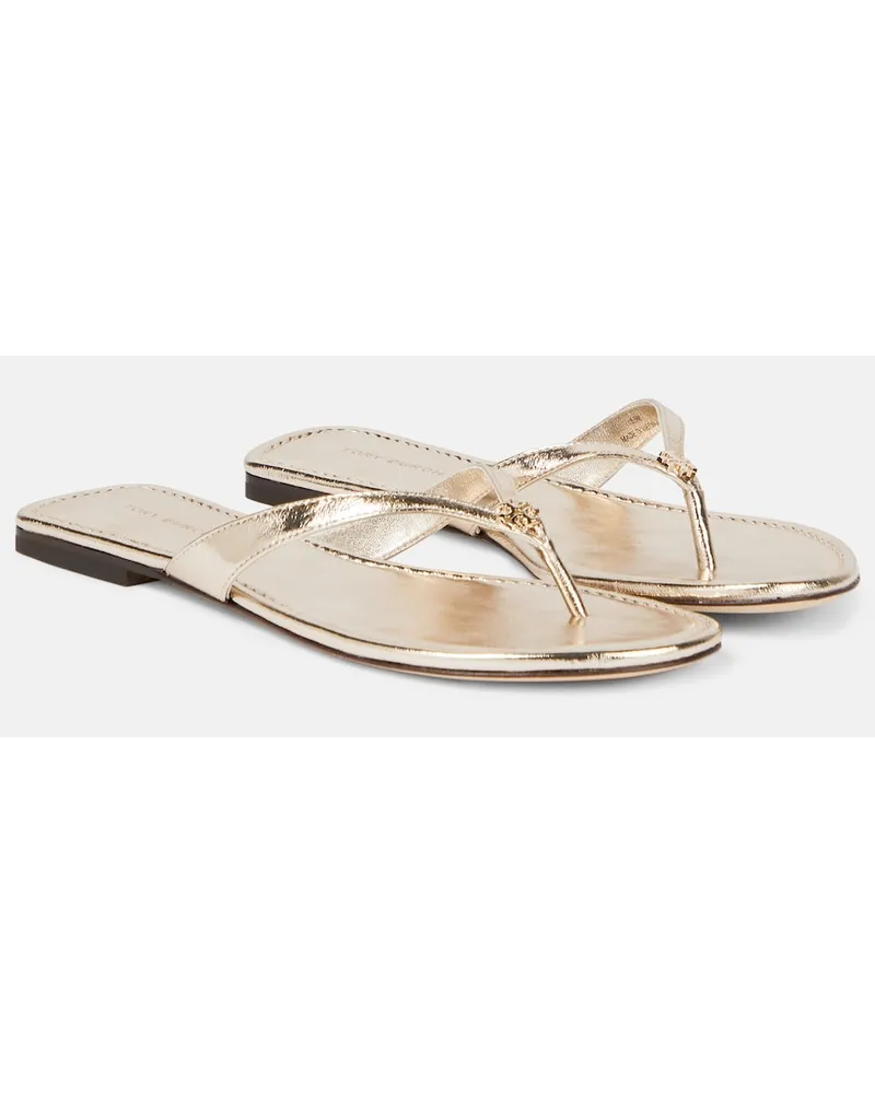Tory Burch Sandali infradito in pelle metallizzata Metallizzato