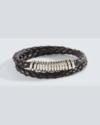 Bottega Veneta Bracciale in pelle e argento sterling Marrone