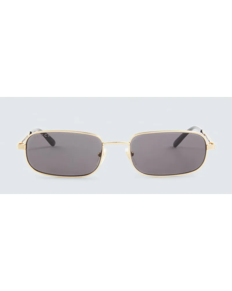 Gucci Occhiali da sole rettangolari con logo Grigio