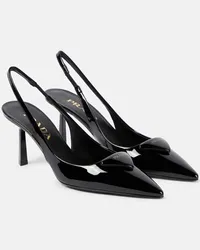 Prada Pumps slingback in vernice con logo Nero