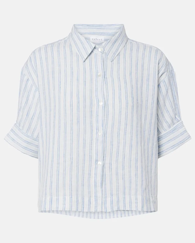 Velvet Camicia Greya in cotone e lino a righe Bianco