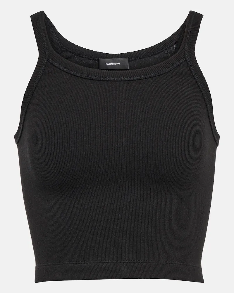 WARDROBE.NYC x Hailey Bieber - Top cropped HB in jersey a coste Nero