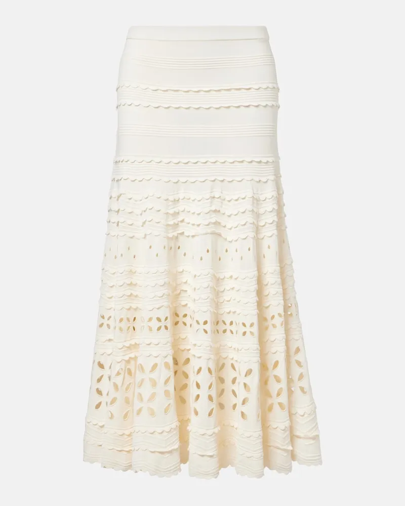 Ulla Johnson Gonna midi Annisa in pizzo sangallo Bianco