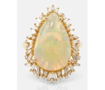 Anello One of a Kind in oro 18kt con opale e diamanti