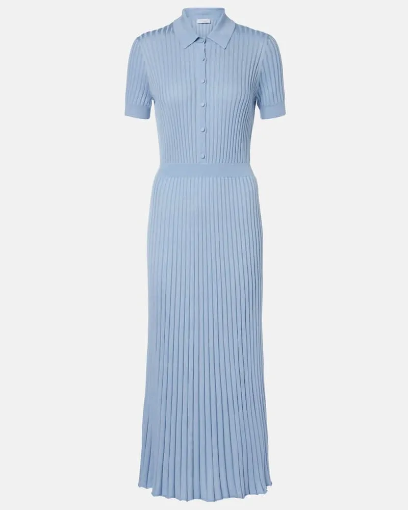 Gabriela Hearst Abito lungo Amor in maglia di seta e cashmere a coste Blu